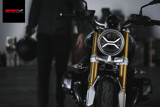 evomosa Phares Avant pour Moto Universel, Lampe Frontale halogène 6'' Avec  Couvercle Abat-jour Rétro pour Cafe Racer Bobber Chopper CG125 GN125