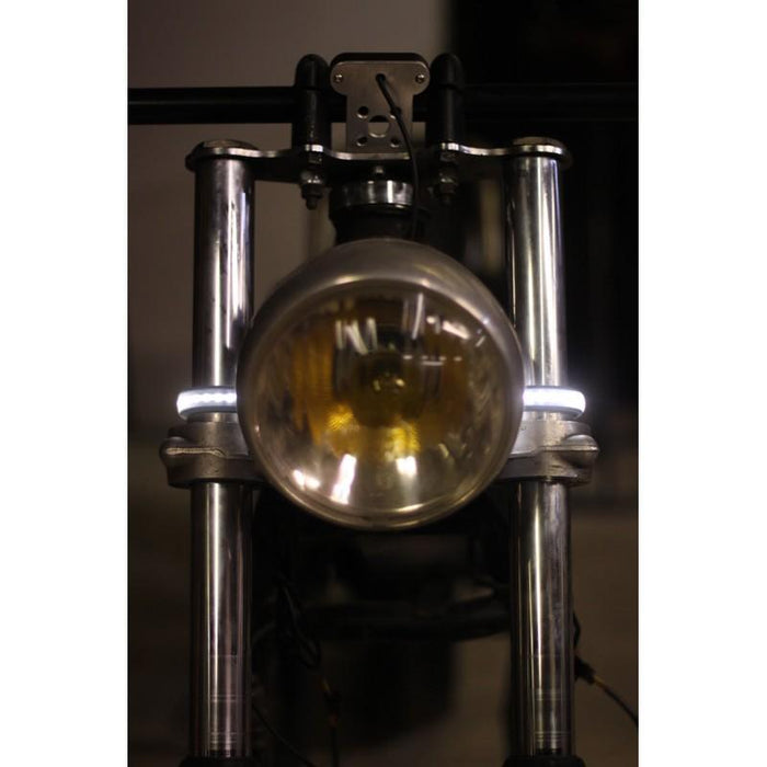 Tagfahrlicht Gabel LED Scheinwerfer Standby - Custom Motorrad - french monkeys blinkender Streifen blinkendes benutzerdefiniertes Paar cafe racer bobber scrambler frenchmonkeys (567886217273)