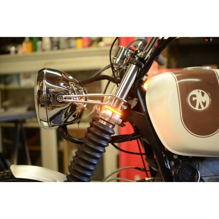 DEDC 2 Pcs Moto Flexible LED Fourche Feu de Clignotant, Blanc et