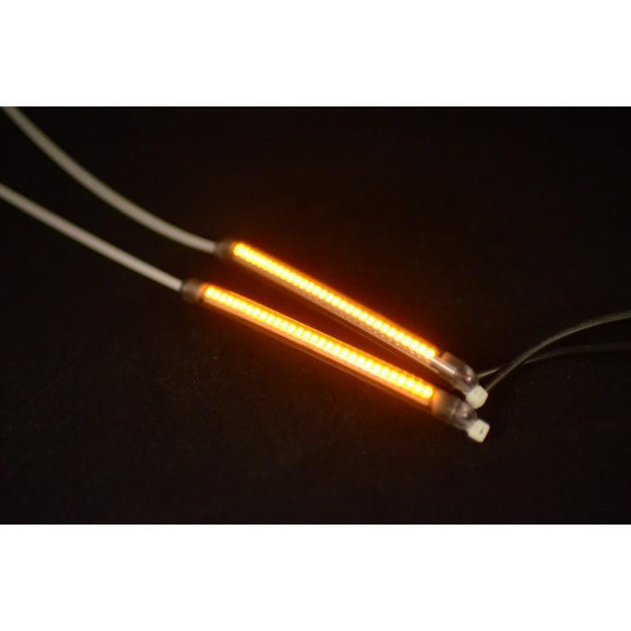 Flexible LED blanc et orange clignotant de fourche moto oeillères