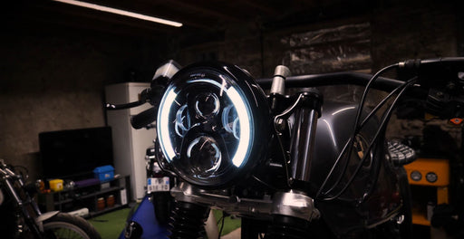 Phare de moto Brooksfeild LED avec clignotants intégrés - diamètre 180mm -  Hotpop-racer - Tous les équipements pour moto & auto