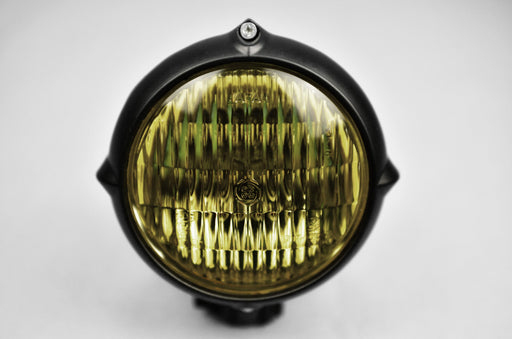 phare bates pour moto avec verre jaune et cuvelage noir mat (613948588089)