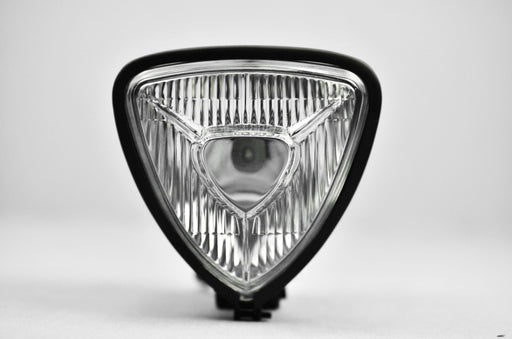 phare de moto triangulaire avec verre blanc et cuvelage noir (847465971769)