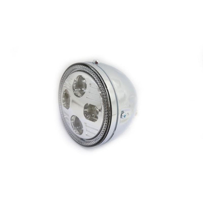 LED headlight HIGHSIDER Atlanta chrome 145mm diameter (4486982402147)