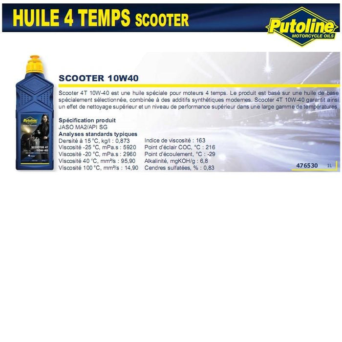 Huile 4 Temps scooter 4T 10W40 synthétique 1L PUTOLINE