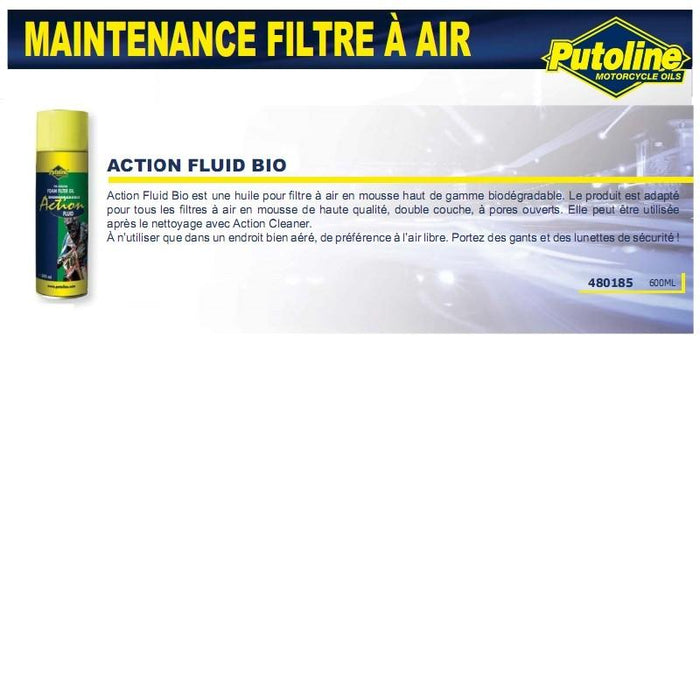 Huile filtre a air biodegradable pour mousse (aerosol) 600ML PUTOLINE