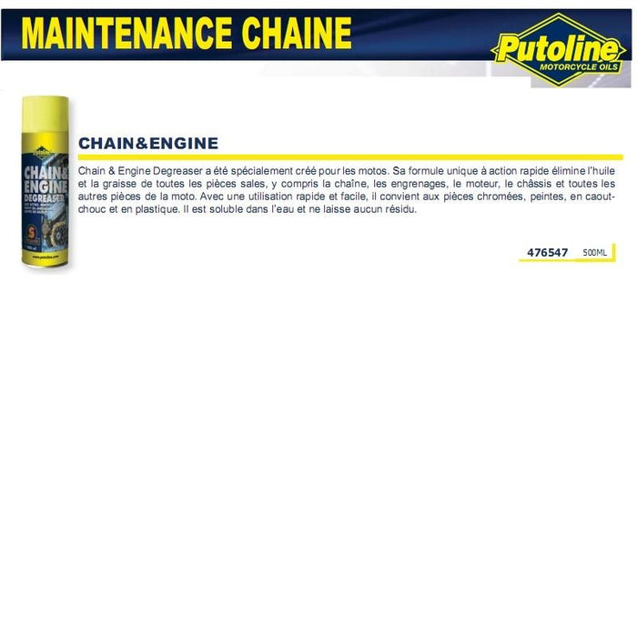 Nettoyant chaine (aerosol ). . 500ML PUTOLINE