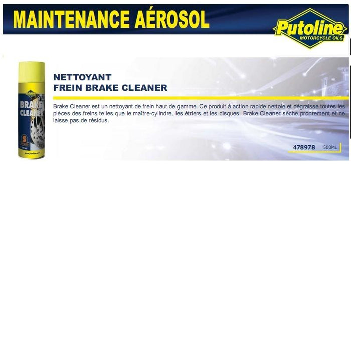Nettoyant frein brake cleaner (aerosol) 500ML PUTOLINE